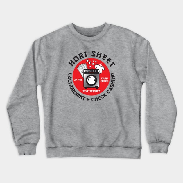 Hori Sheet Laundromat & Check Cashing Crewneck Sweatshirt by Alema Art